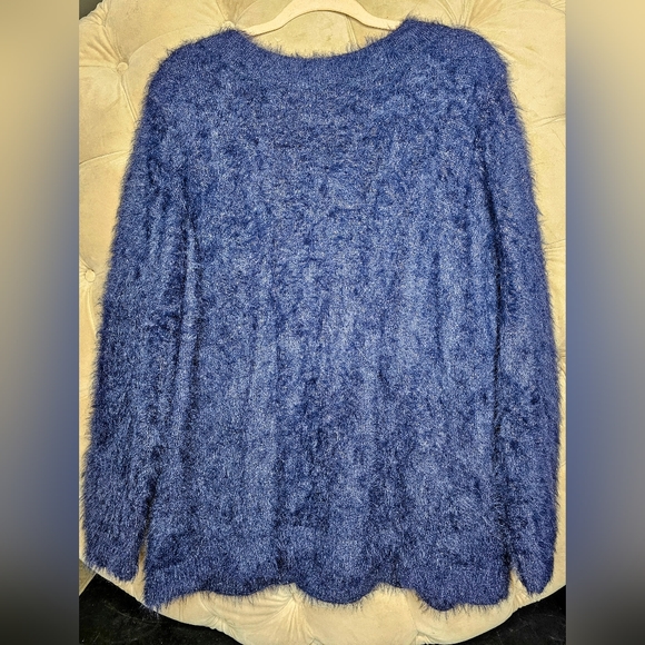 Laurie Felt Los Angeles - Navy Blue Sparkle Sweater - Large - Picture 4 of 6